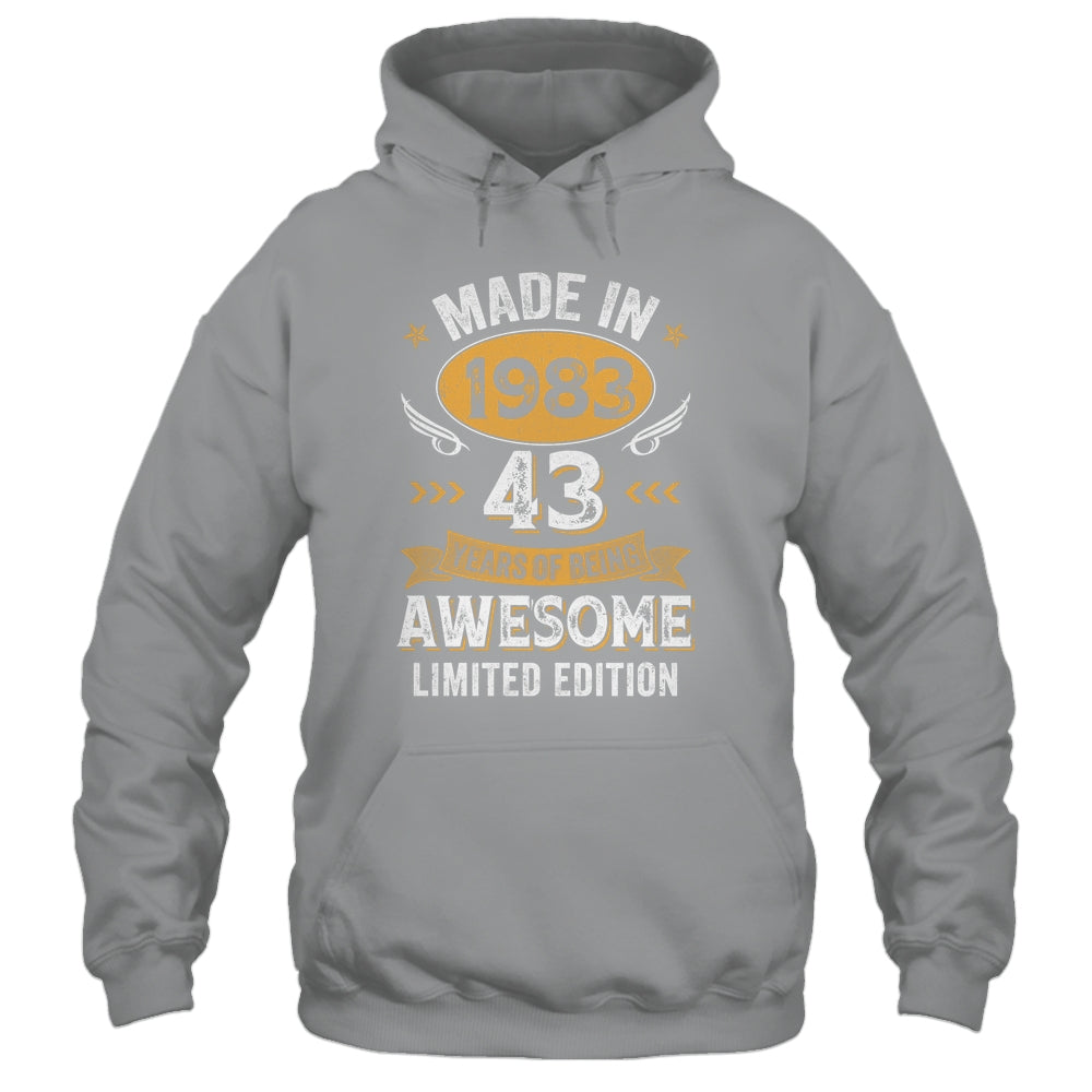 Vintage 1983 43 Years Old Birthday 43rd Birthday Men Women Shirt & Hoodie | teecentury