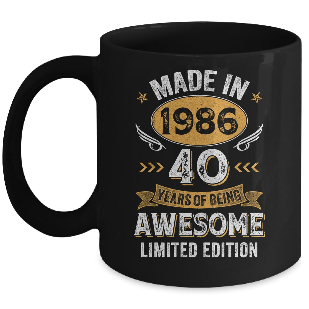 Vintage 1986 40 Years Old Birthday 40th Birthday Men Women Ceramic Mug 11oz  15oz