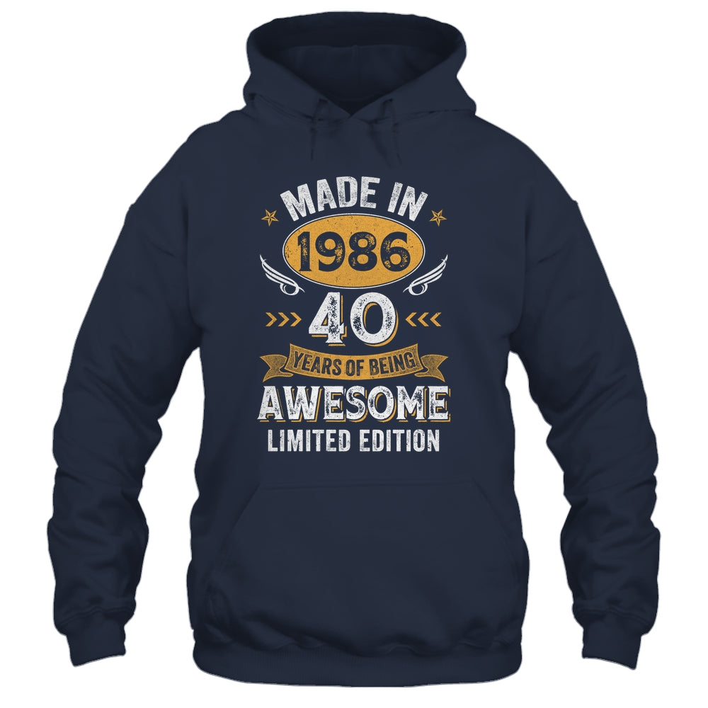 Vintage 1986 40 Years Old Birthday 40th Birthday Men Women Shirt & Hoodie | teecentury