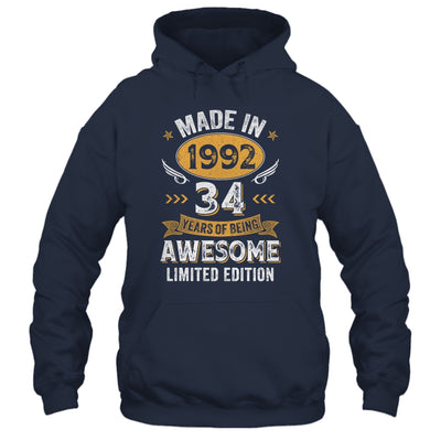 Vintage 1992 34 Years Old Birthday 34th Birthday Men Women Shirt & Hoodie | teecentury
