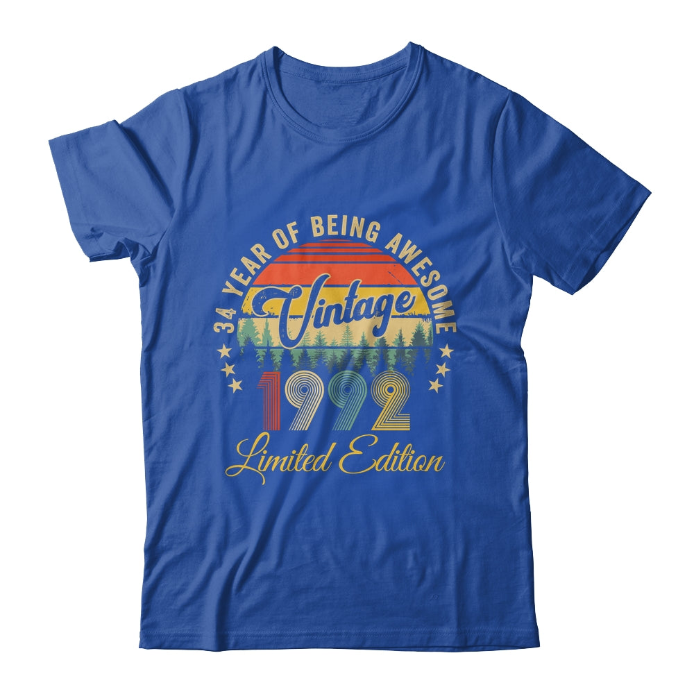 Vintage 1992 Limited Edition 34 Years Old 34th Birthday Shirt & Hoodie | teecentury