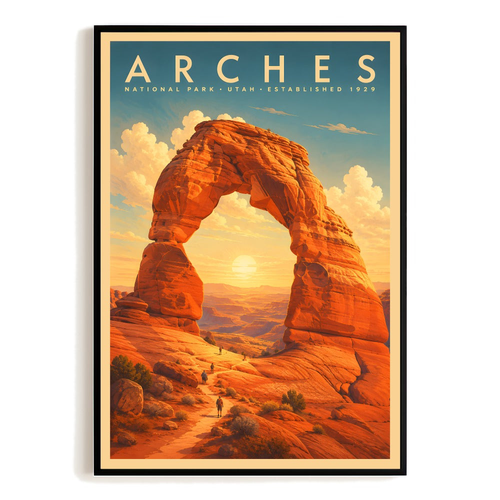 Vintage Arches National Park Poster Utah Delicate Arch Wall Art Print Landscape Painting Travel Souvenir Decor For Home Living Room Bedroom Office Dorm Unframed | teecentury