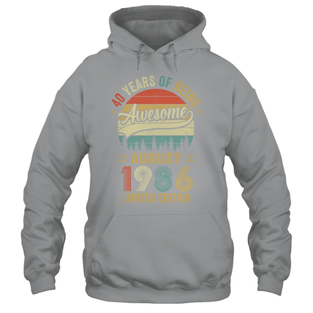 Vintage August 1986 40 Years Old 40th Birthday Men Women Shirt & Hoodie | teecentury