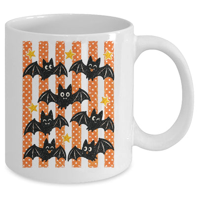 Vintage Bat Halloween Stripes Fall Spooky Season Graphic Mug | teecentury