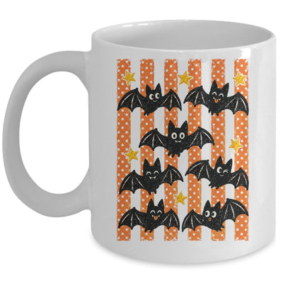 Vintage Bat Halloween Stripes Fall Spooky Season Graphic Mug | teecentury