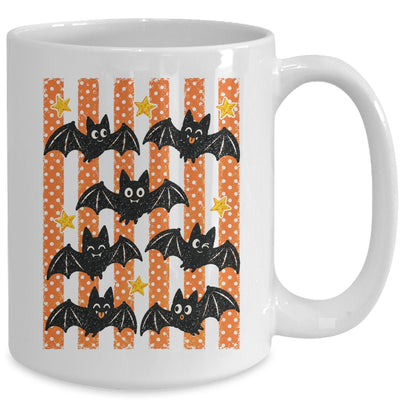 Vintage Bat Halloween Stripes Fall Spooky Season Graphic Mug | teecentury