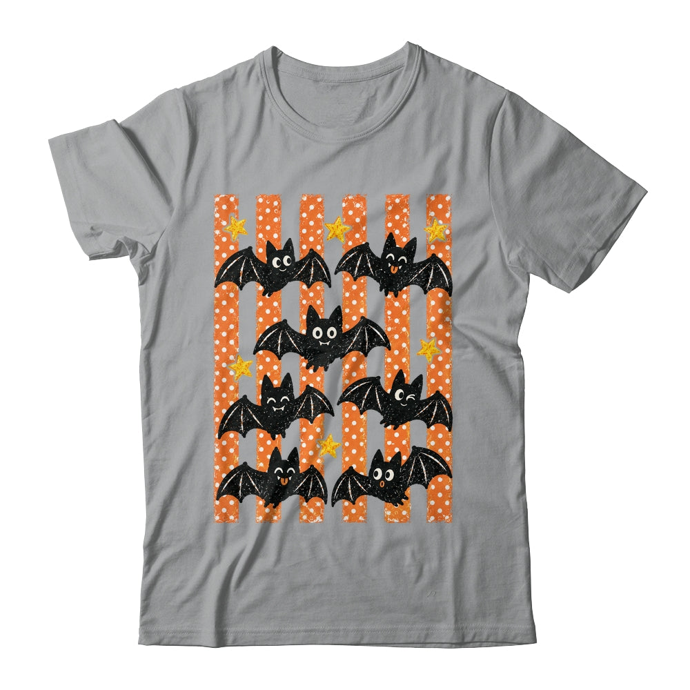 Vintage Bat Halloween Stripes Fall Spooky Season Graphic Shirt & Hoodie | teecentury