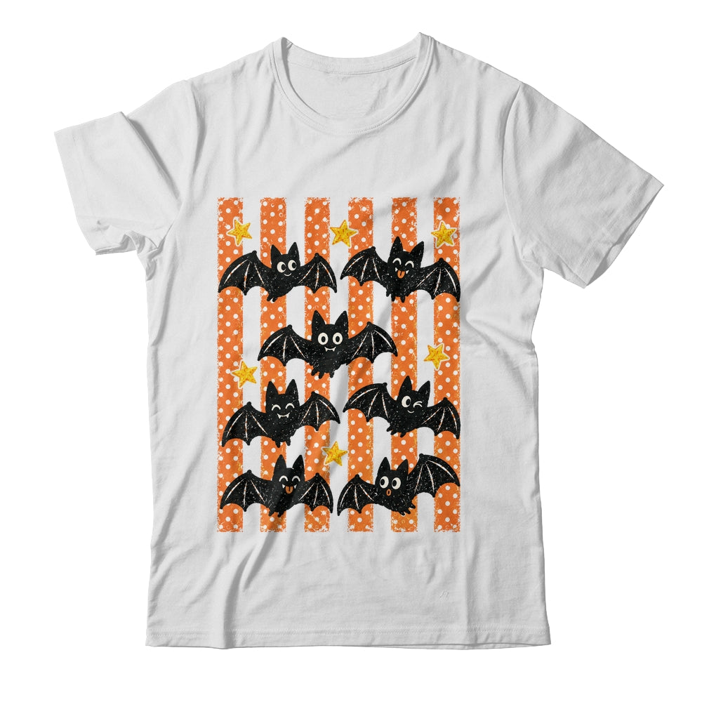 Vintage Bat Halloween Stripes Fall Spooky Season Graphic Shirt & Hoodie | teecentury
