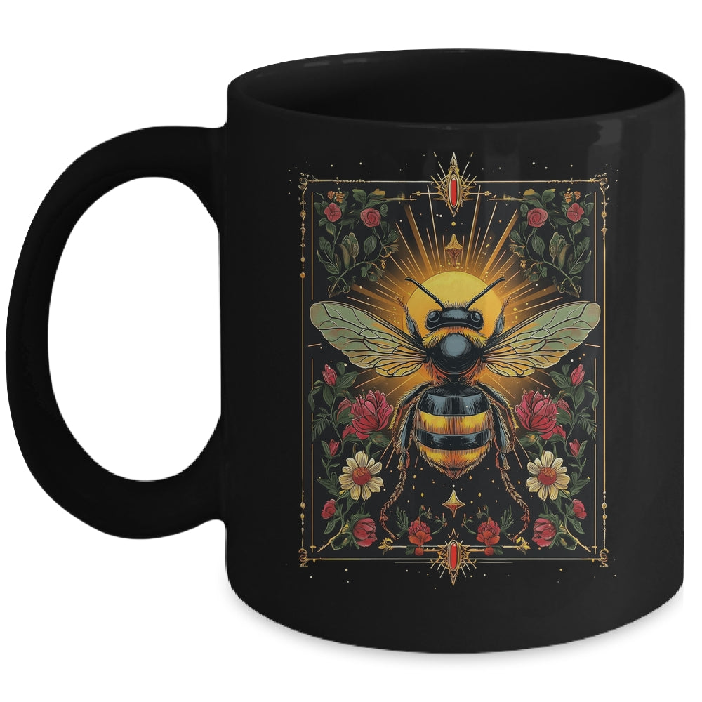 Vintage Bee Tarot Card Floral Bees Cottagecore Aesthetic Mug | teecentury