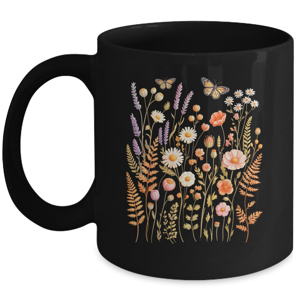 Vintage Butterfly Floral Boho Wildflower Garden Lover Women Mug | teecentury