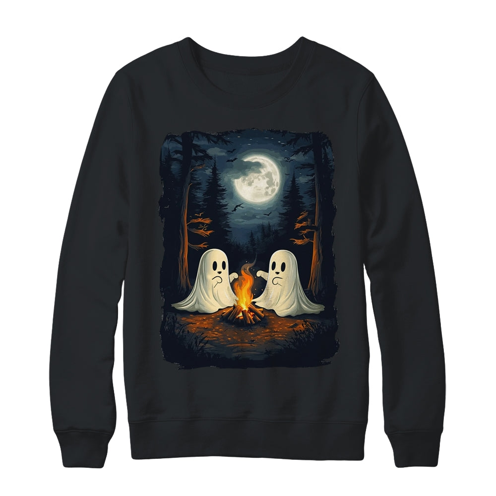 Vintage Camping Campfire Ghost Halloween Art Men Women Shirt & Sweatshirt | teecentury
