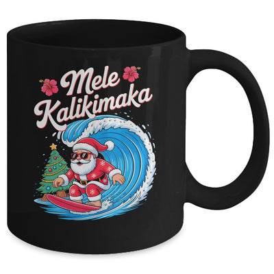Vintage Cute Mele Kalikimaka Christmas Santa Surfing Costume Mug | teecentury