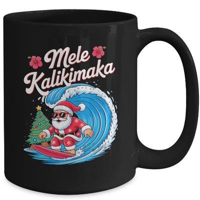 Vintage Cute Mele Kalikimaka Christmas Santa Surfing Costume Mug | teecentury