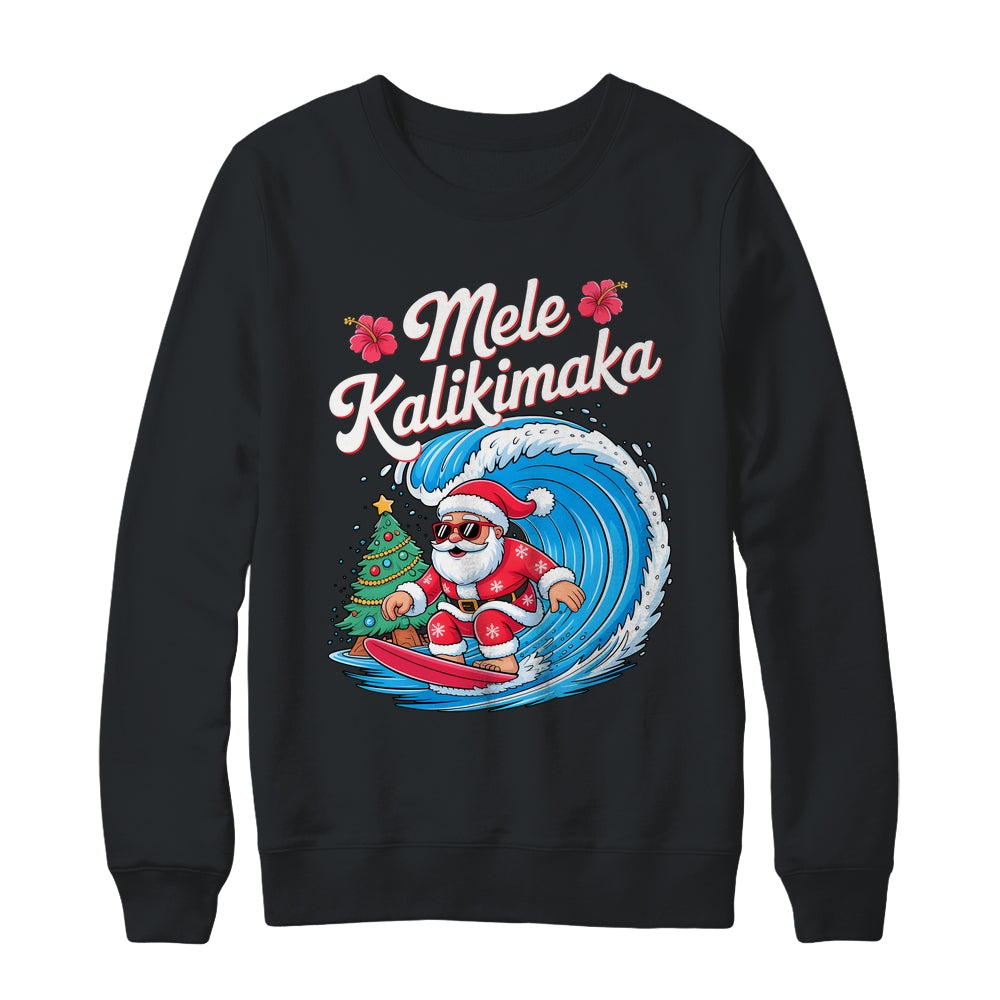 Vintage Cute Mele Kalikimaka Christmas Santa Surfing Costume Shirt & Sweatshirt | teecentury