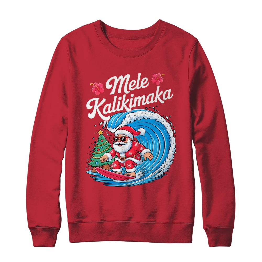 Vintage Cute Mele Kalikimaka Christmas Santa Surfing Costume Shirt & Sweatshirt | teecentury