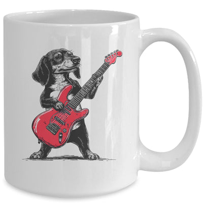 Vintage Dachshund Weenie Playing Guitar Rocking Dog Lover Mug | teecentury