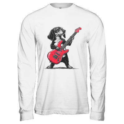 Vintage Dachshund Weenie Playing Guitar Rocking Dog Lover Shirt & Hoodie | teecentury