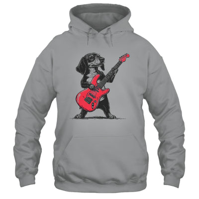 Vintage Dachshund Weenie Playing Guitar Rocking Dog Lover Shirt & Hoodie | teecentury