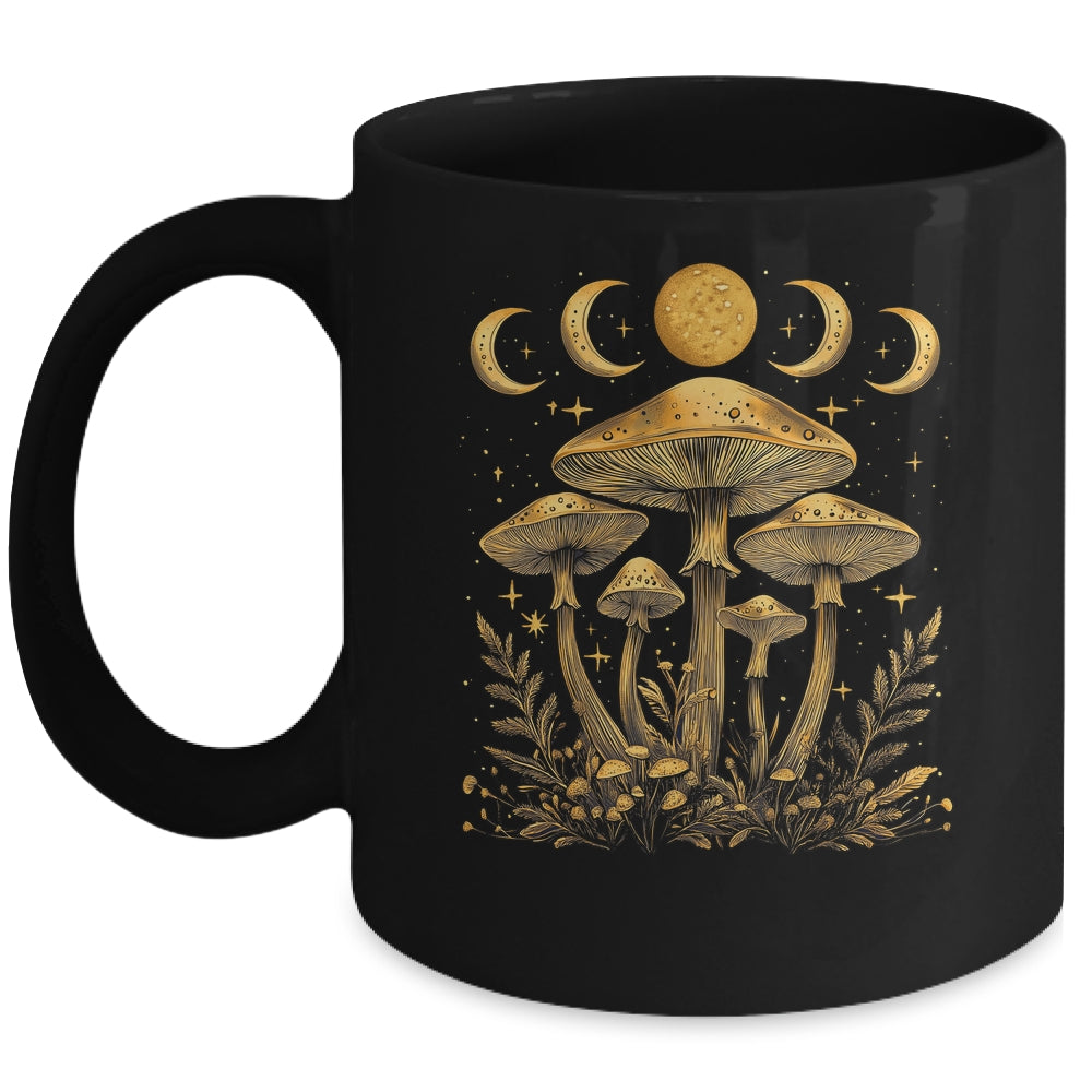 Vintage Dark Mushroom Moon Witchy Aesthetic Cottagecore Mug | teecentury