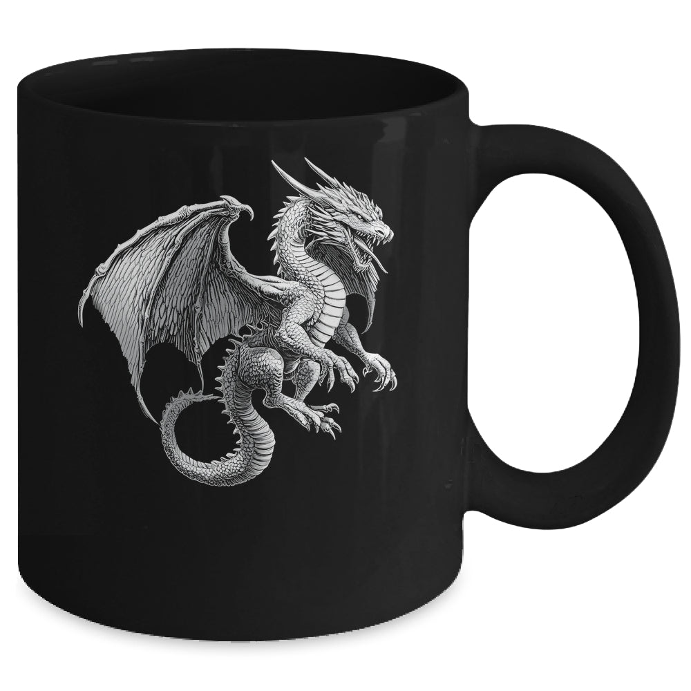 Vintage Dragon Art Silver Dragon Lover Design Men Women Mug | teecentury