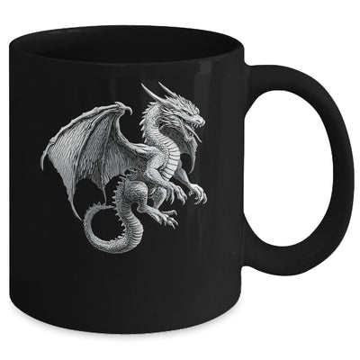 Vintage Dragon Art Silver Dragon Lover Design Men Women Mug | teecentury