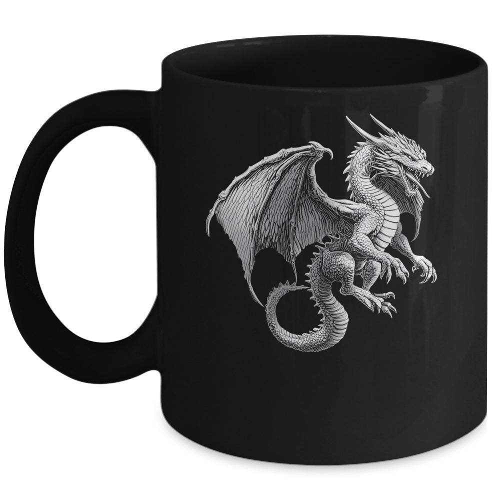 Vintage Dragon Art Silver Dragon Lover Design Men Women Mug | teecentury