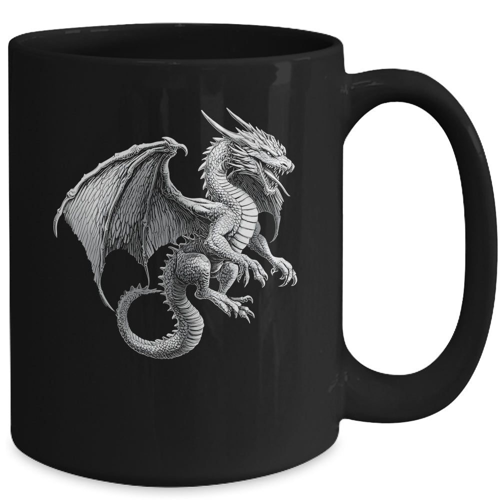 Vintage Dragon Art Silver Dragon Lover Design Men Women Mug | teecentury