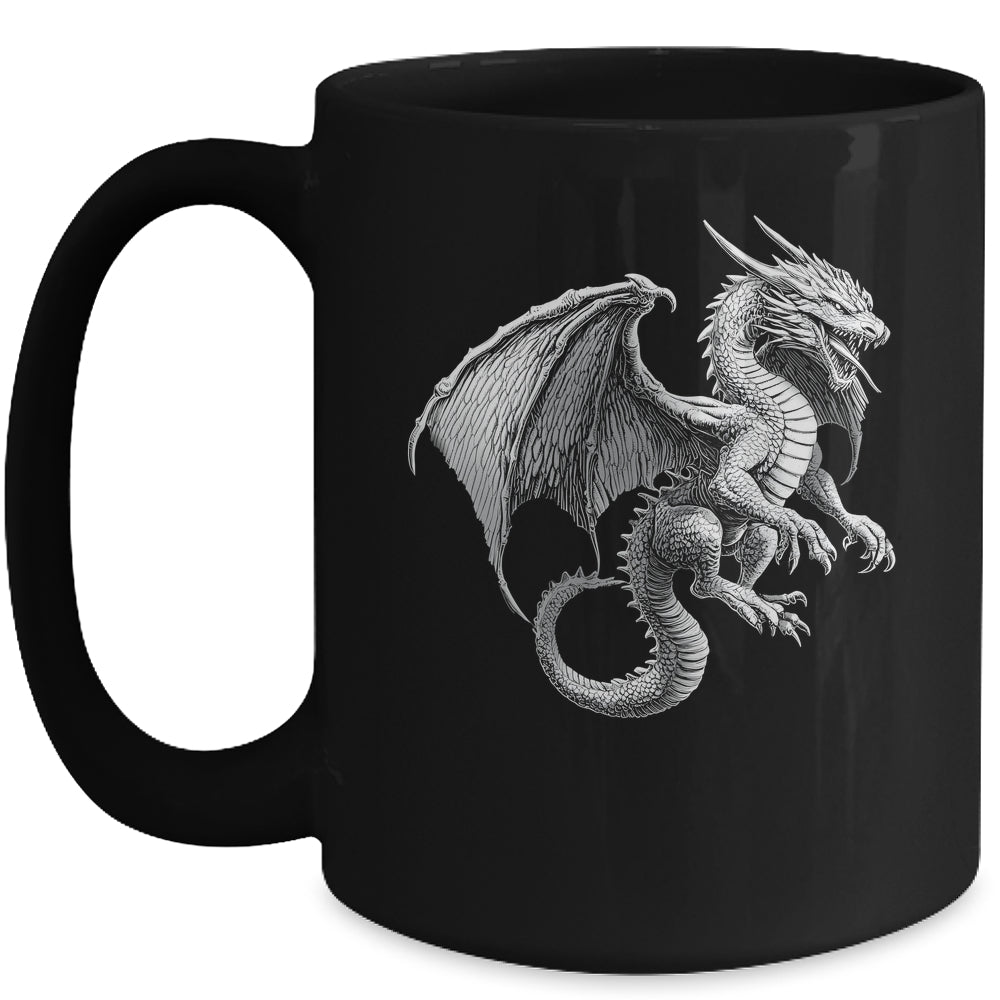 Vintage Dragon Art Silver Dragon Lover Design Men Women Mug | teecentury