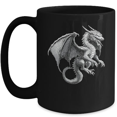 Vintage Dragon Art Silver Dragon Lover Design Men Women Mug | teecentury