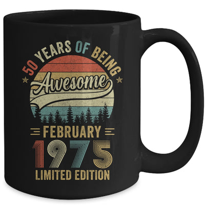 Vintage February 1975 50 Year Old 50th Birthday Men Women Mug | teecentury