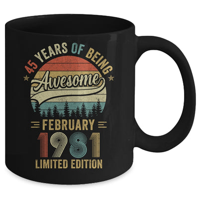 Vintage February 1981 45 Years Old 45th Birthday Men Women Mug | teecentury