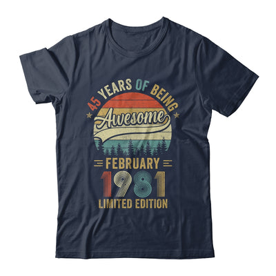 Vintage February 1981 45 Years Old 45th Birthday Men Women Shirt & Hoodie | teecentury