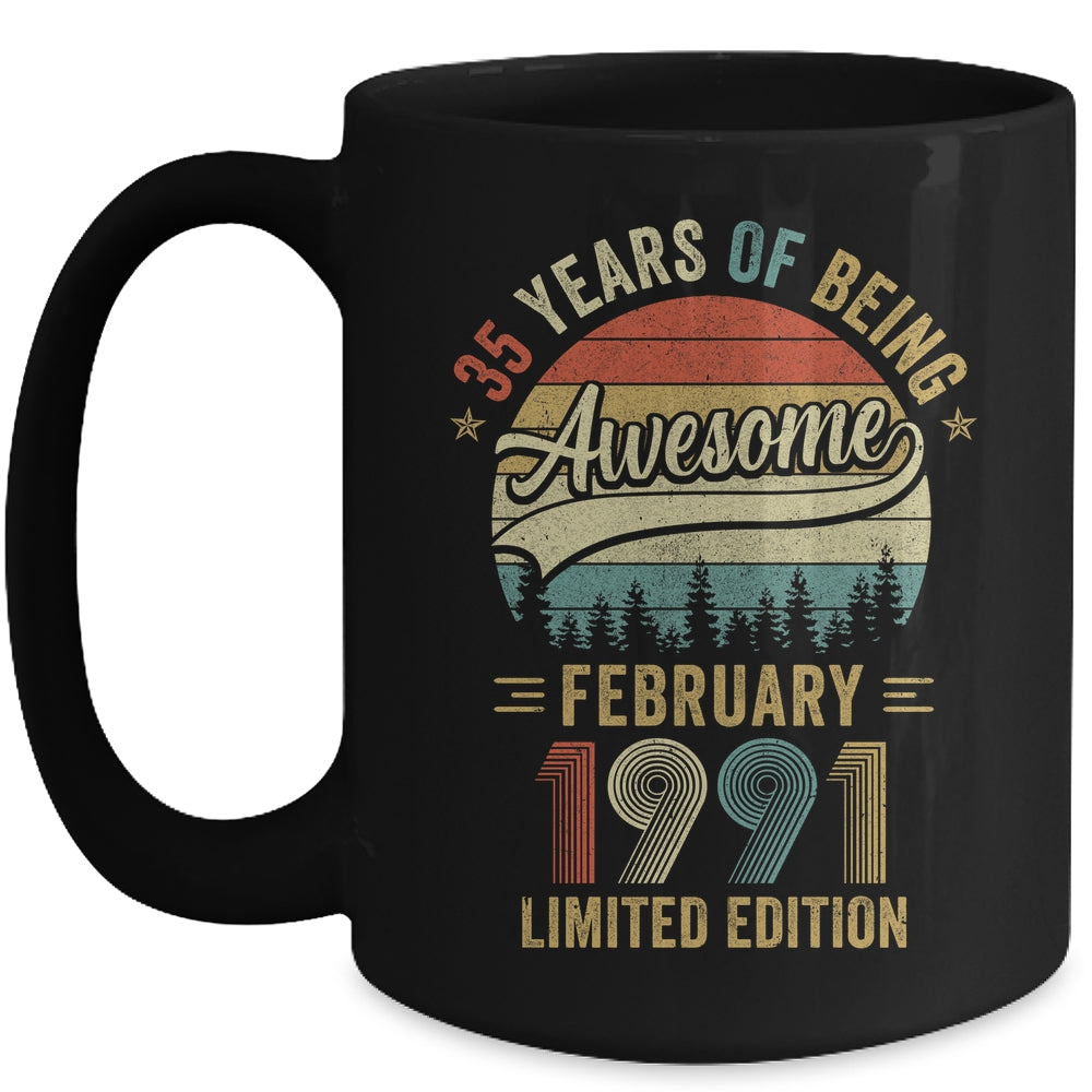 Vintage February 1991 35 Years Old 35th Birthday Men Women Mug | teecentury