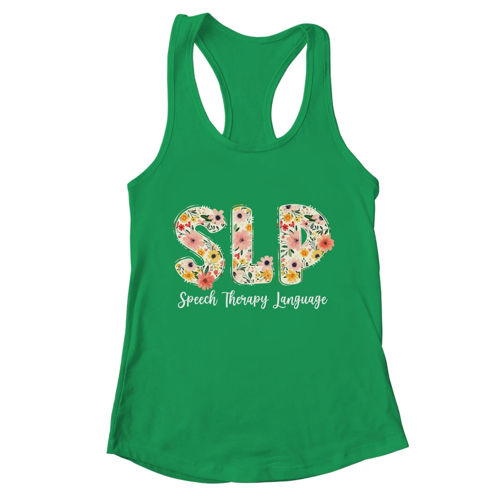 Vintage Floral SLP Speech Therapy Retro SLP OT PT Team Shirt & Tank Top | teecentury