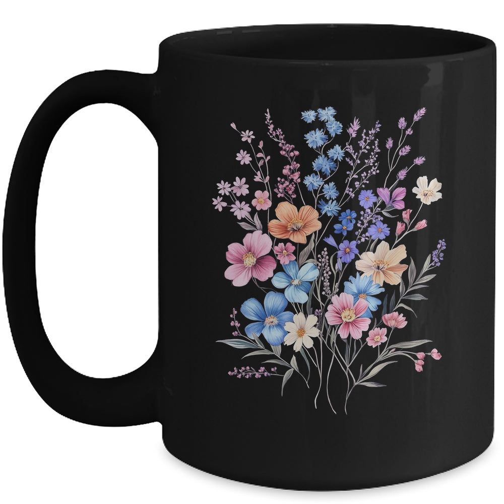 Vintage Flowers Women Wildflower Graphic Floral Gardening Mug | teecentury