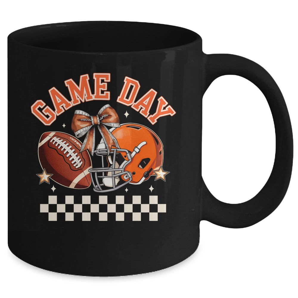 Vintage Football Orange Mom Coquette Bow Game Day Women Girl Mug | teecentury