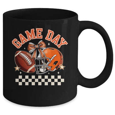 Vintage Football Orange Mom Coquette Bow Game Day Women Girl Mug | teecentury