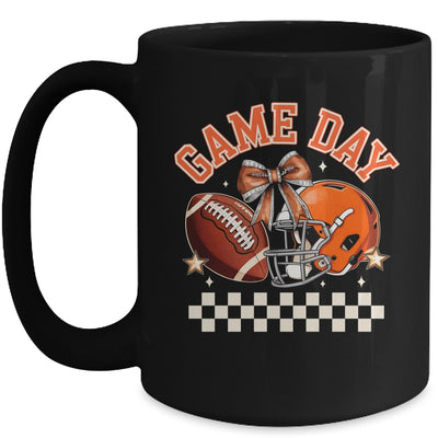 Vintage Football Orange Mom Coquette Bow Game Day Women Girl Mug | teecentury