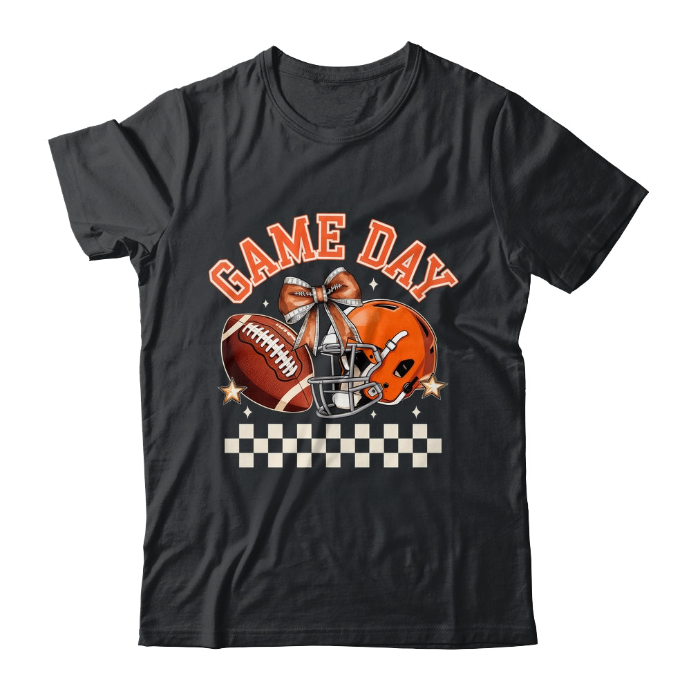 Vintage Football Orange Mom Coquette Bow Game Day Women Girl Shirt & Sweatshirt | teecentury
