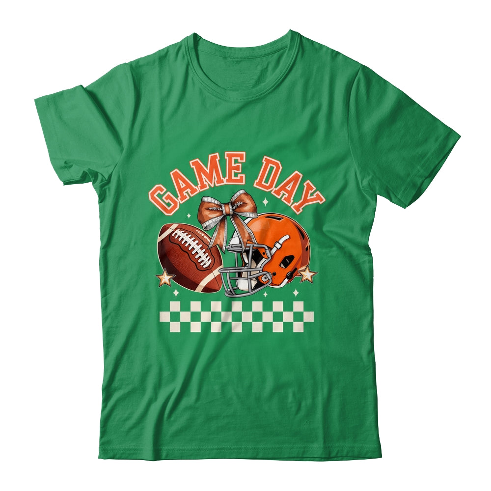 Vintage Football Orange Mom Coquette Bow Game Day Women Girl Shirt & Sweatshirt | teecentury