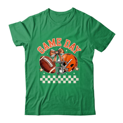 Vintage Football Orange Mom Coquette Bow Game Day Women Girl Shirt & Sweatshirt | teecentury