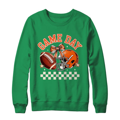 Vintage Football Orange Mom Coquette Bow Game Day Women Girl Shirt & Sweatshirt | teecentury