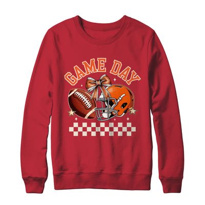Vintage Football Orange Mom Coquette Bow Game Day Women Girl Shirt & Sweatshirt | teecentury