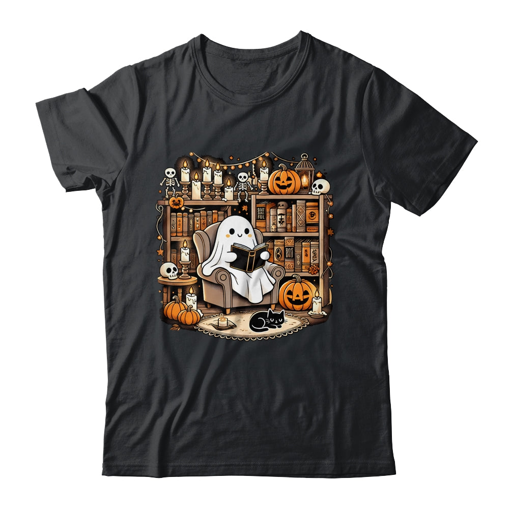 Vintage Ghost Reading Book Lovers Library Halloween Spooky Shirt & Hoodie | teecentury