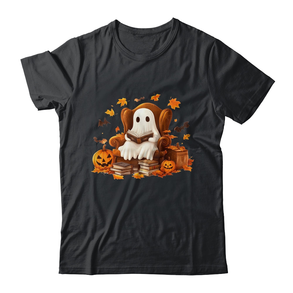 Vintage Ghost Reading Book Pumpkin Halloween Teachers School Shirt & Sweatshirt | teecentury