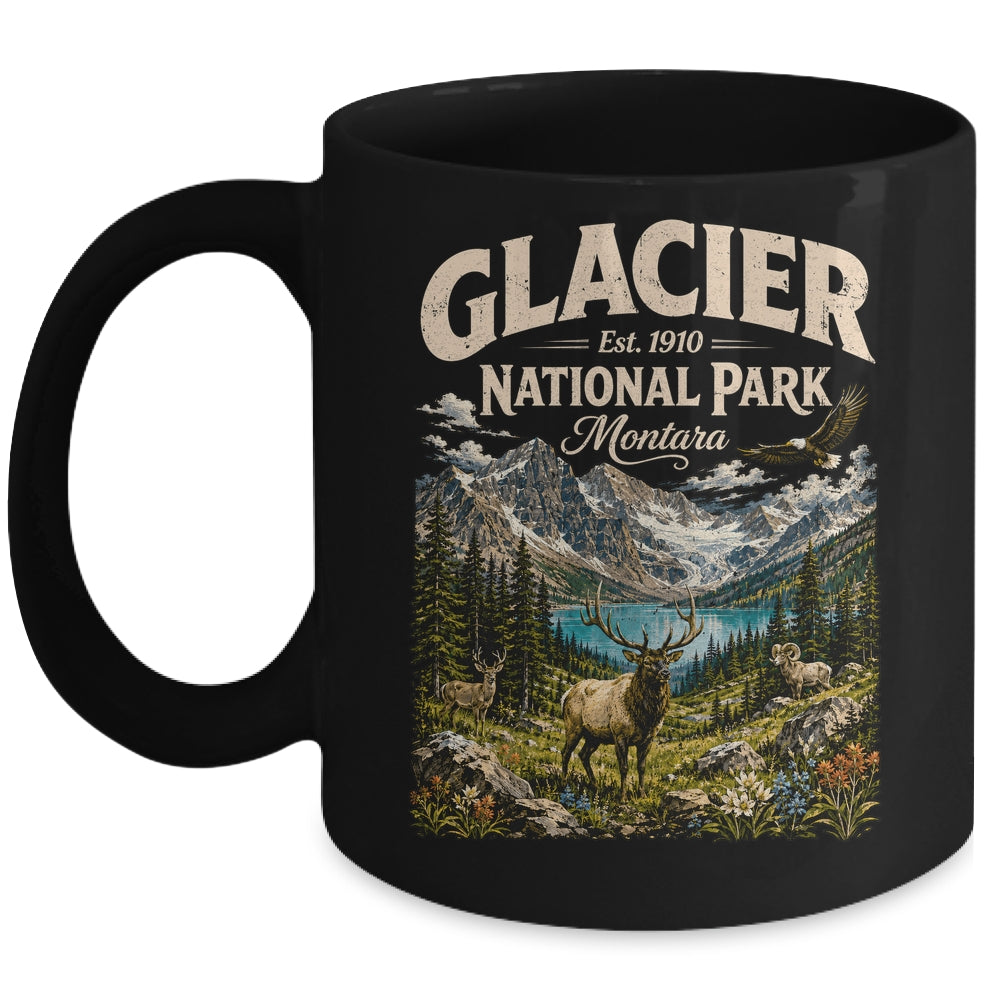 Vintage Glacier National Park Travel Montana Wildlife Nature Mug | teecentury