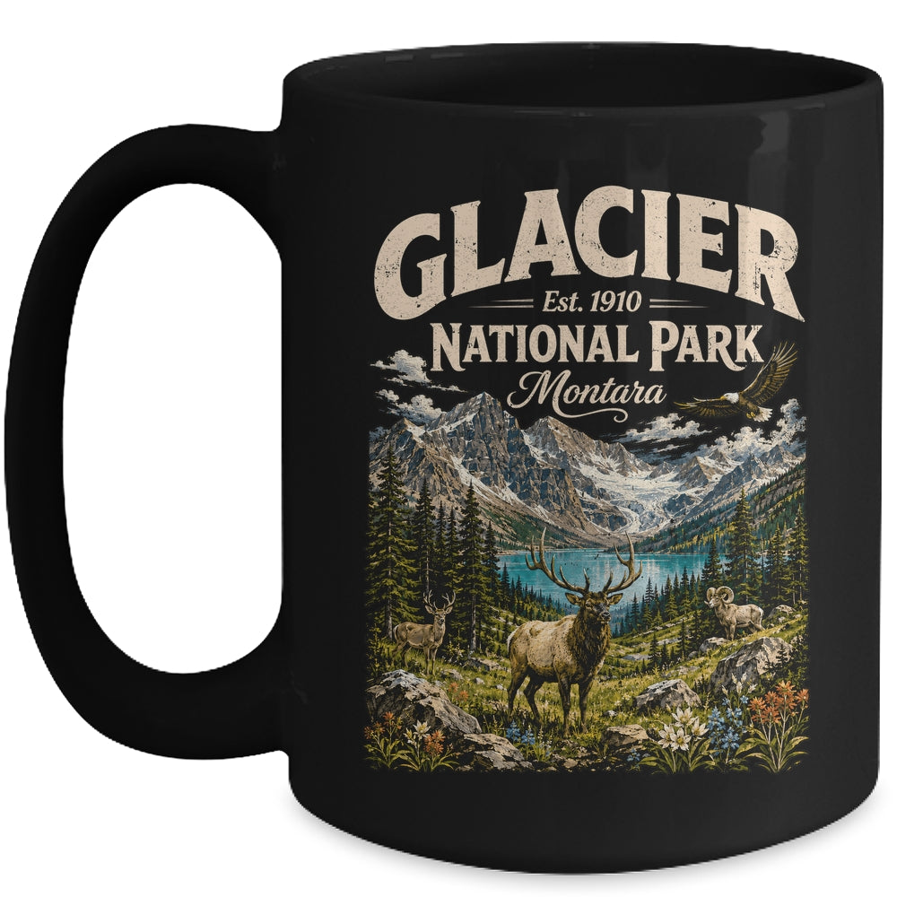 Vintage Glacier National Park Travel Montana Wildlife Nature Mug | teecentury