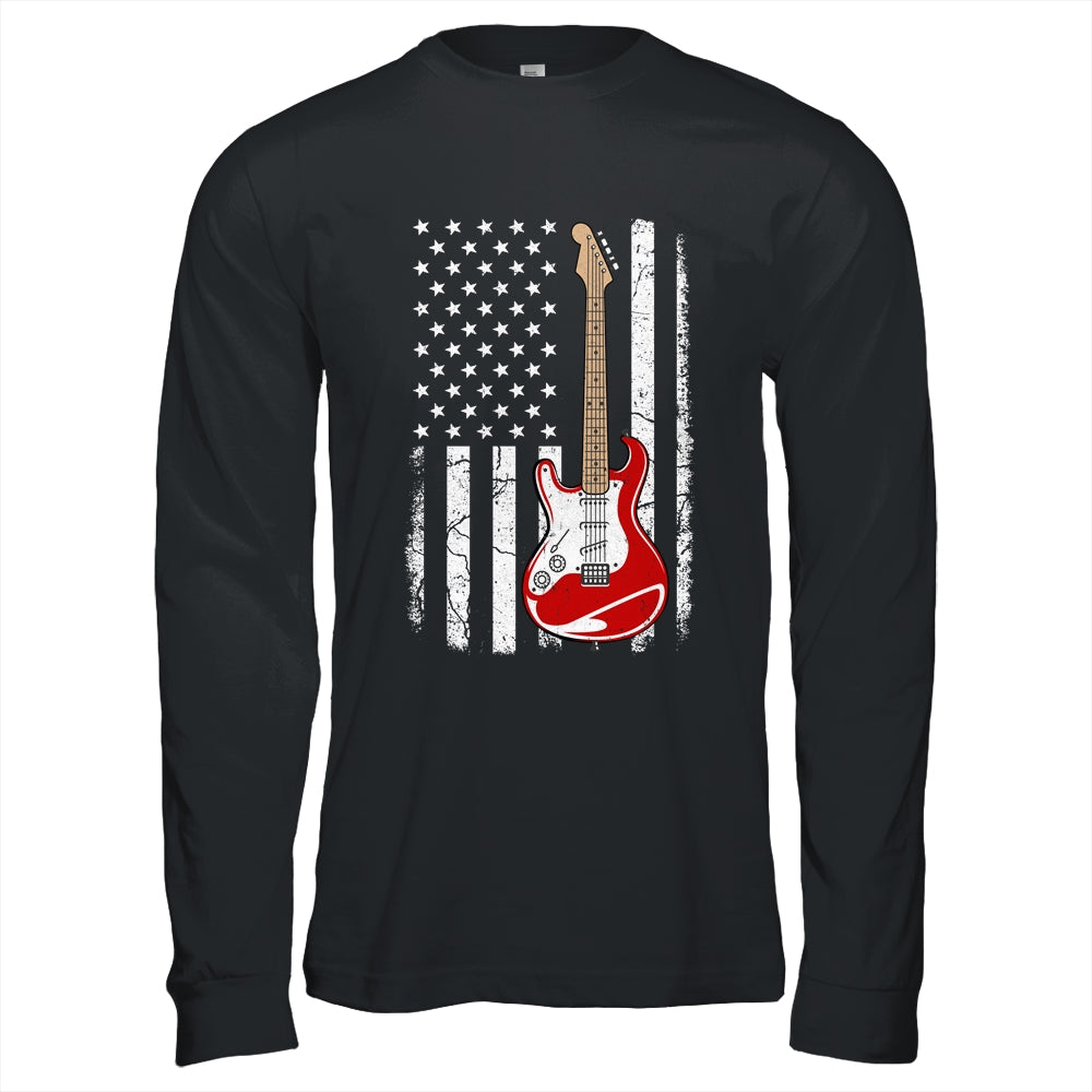 Vintage Guitar Design For Men Women American US Flag Shirt & Hoodie | teecentury