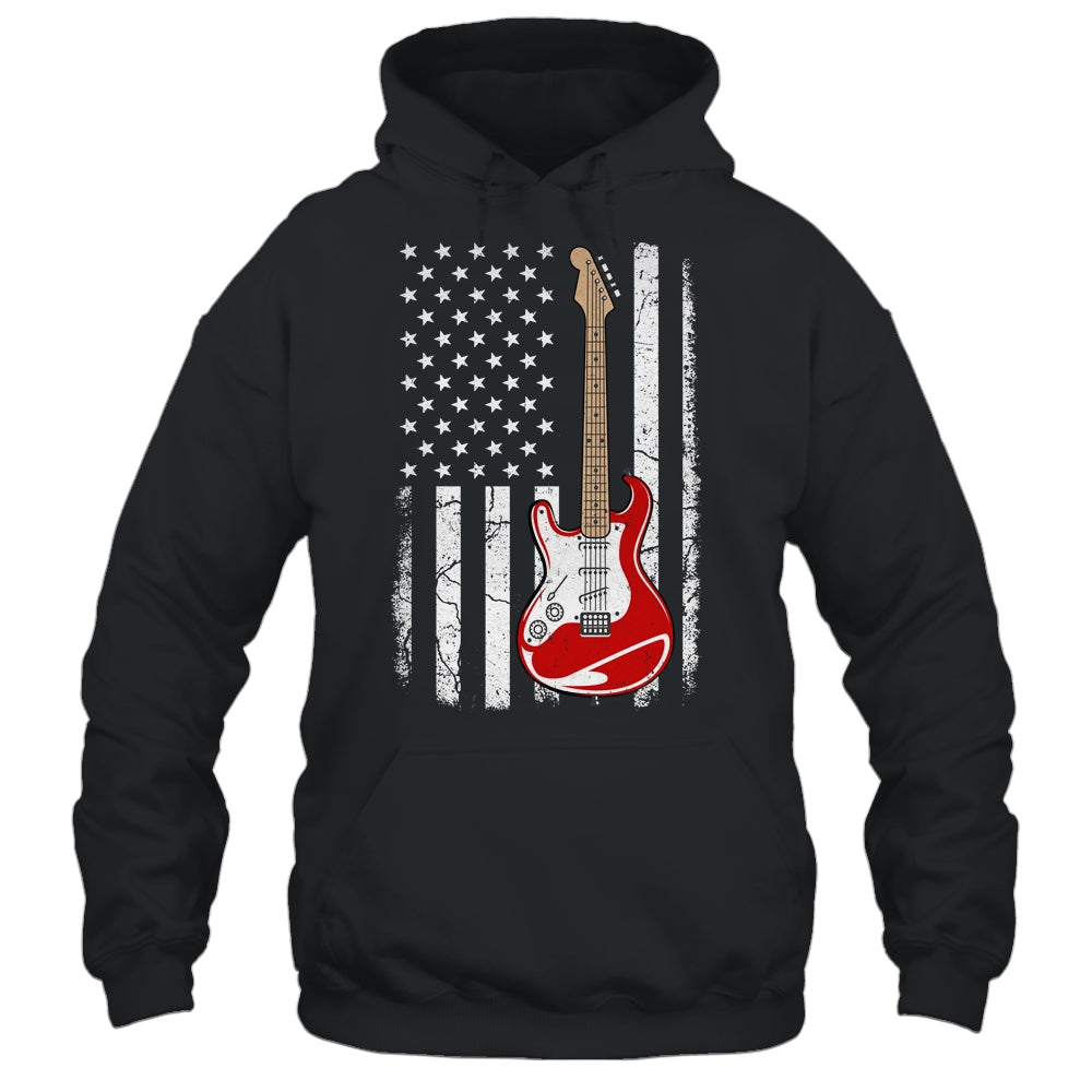 Vintage Guitar Design For Men Women American US Flag Shirt & Hoodie | teecentury