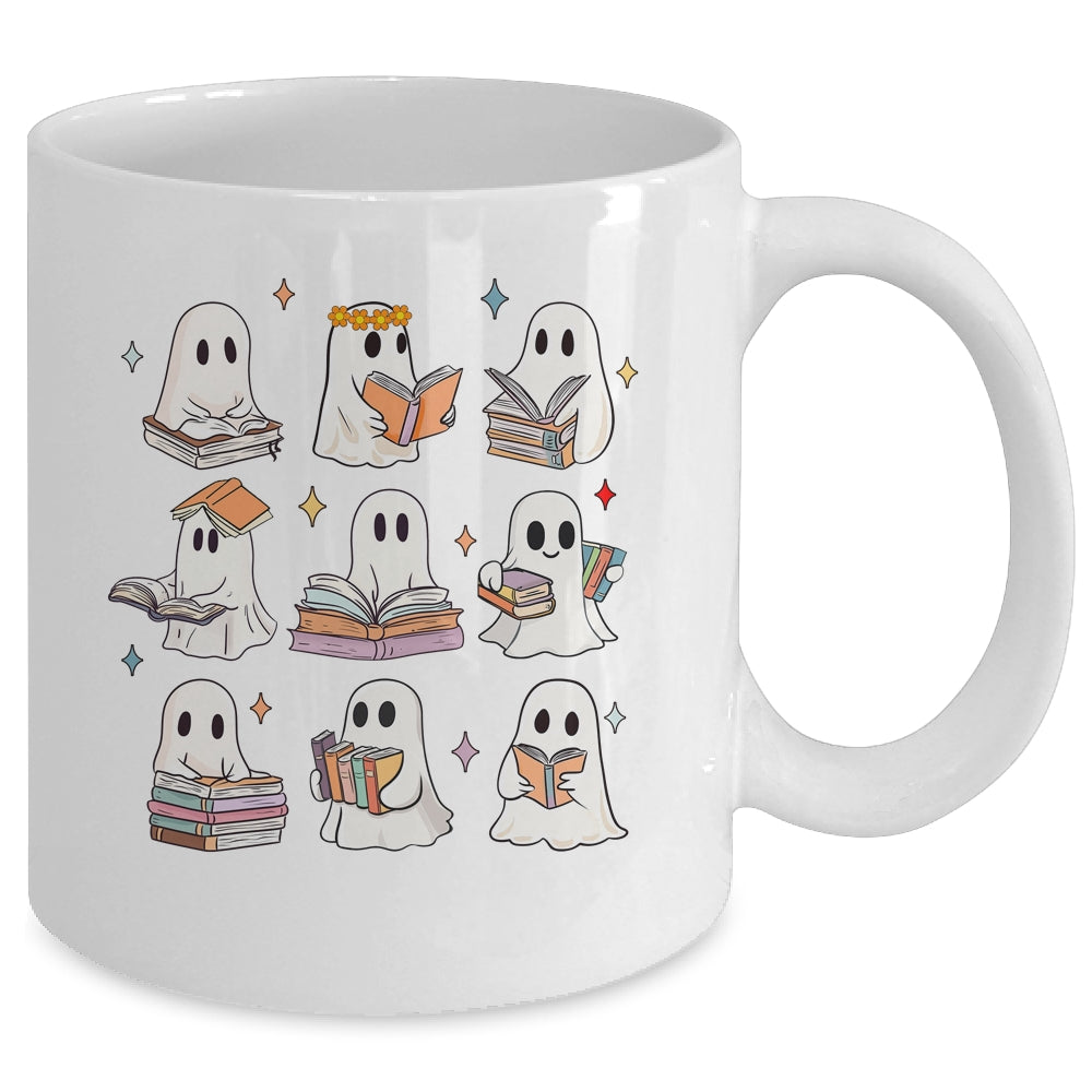 Vintage Halloween Reading Book Ghost Autumn Fall Spooky Mug | teecentury
